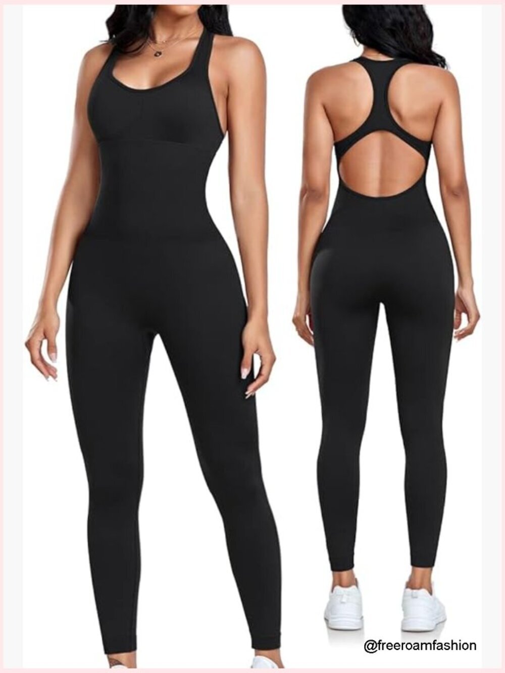 Seamless Workout Jumpsuit Racerback Tummy Control Padded Bra Bodycon Romper